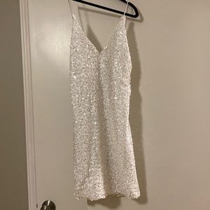 Lulus white sequin short dress